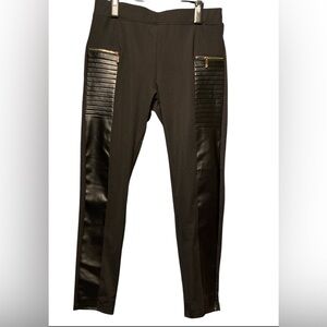 Chic Black Leggings with Faux Leather Accents grunge punk rock concerts